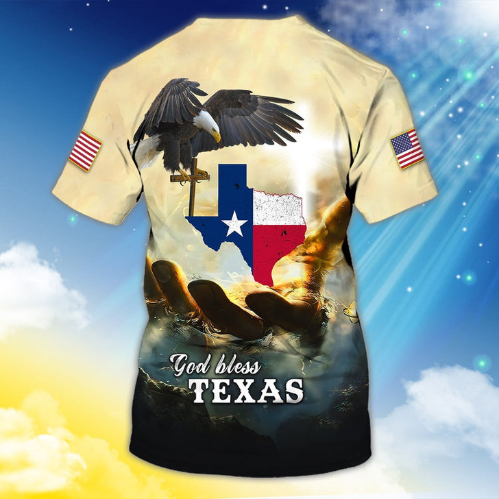 FUNSTUFFPRINT Custom God Bless Texas T Shirt Texas Shirt Gift For Christian T Shirt 3D T-shirt