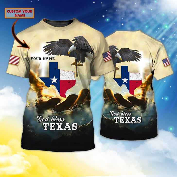 FUNSTUFFPRINT Custom God Bless Texas T Shirt Texas Shirt Gift For Christian T Shirt 3D T-shirt