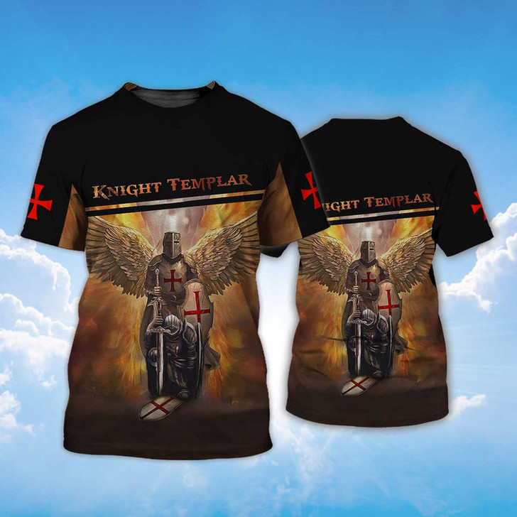 FUNSTUFFPRINT Knight Templar Tshirt Wings Of Knight Templar Shirt 3D T-shirt