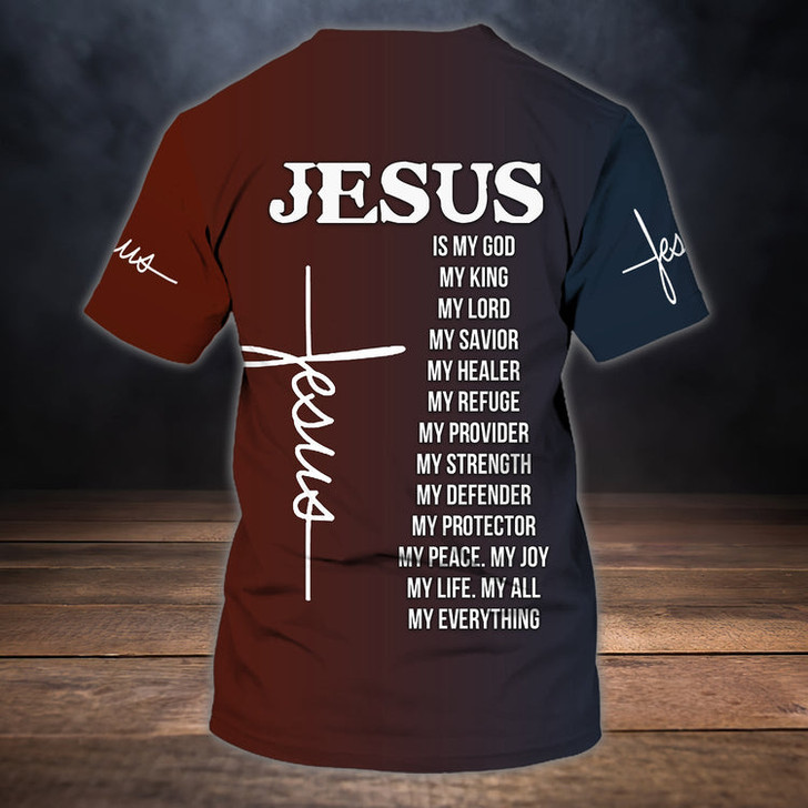 FUNSTUFFPRINT Customized Jesus Is My Savior T Shirt Gift For Christian T Shirt 3D T-shirt