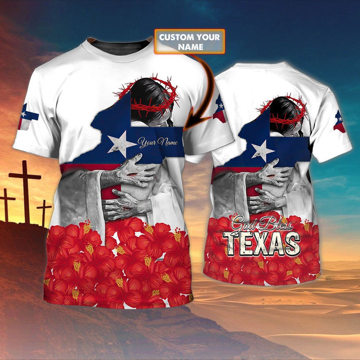 FUNSTUFFPRINT Personalized God Bless Texas T Shirt Texas T Shirt Gift For Christian T Shirt 3D T-shirt
