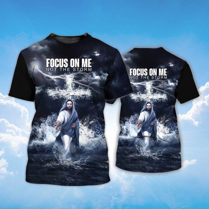 FUNSTUFFPRINT 3D Jesus Shirts Focus On Me Not The Storm Christian T Shirt Coolspod 3D T-shirt