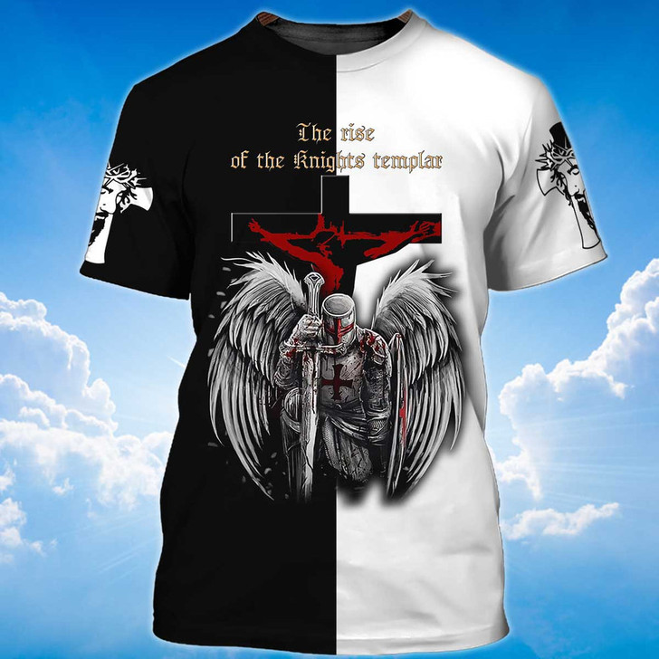 FUNSTUFFPRINT Knight Templar Shirt Religious Unisex Tshirt Men Women Coolspod 3D T-shirt
