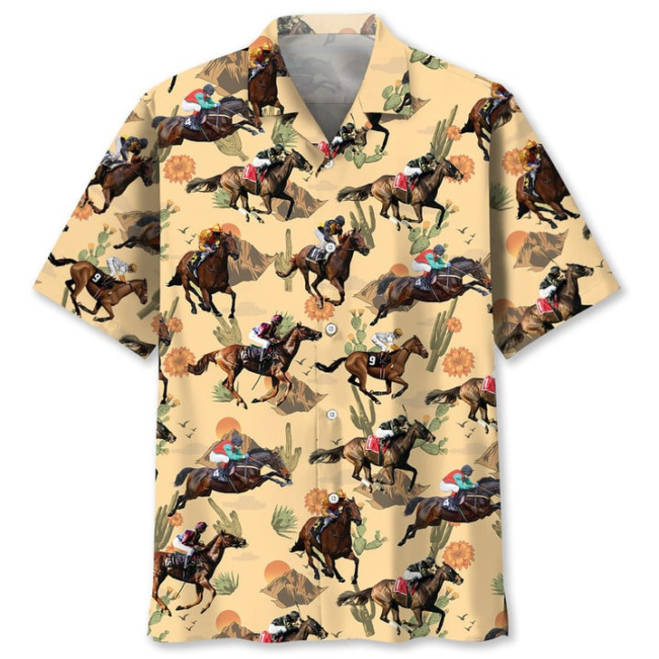 Horse Racing Desert Hawaiian Shirt for men and women