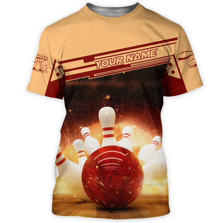 FUNSTUFFPRINT Personalized 3D All Over Print Bowling Shirt Men Women Gift For Bowling Lovers 3D T-shirt