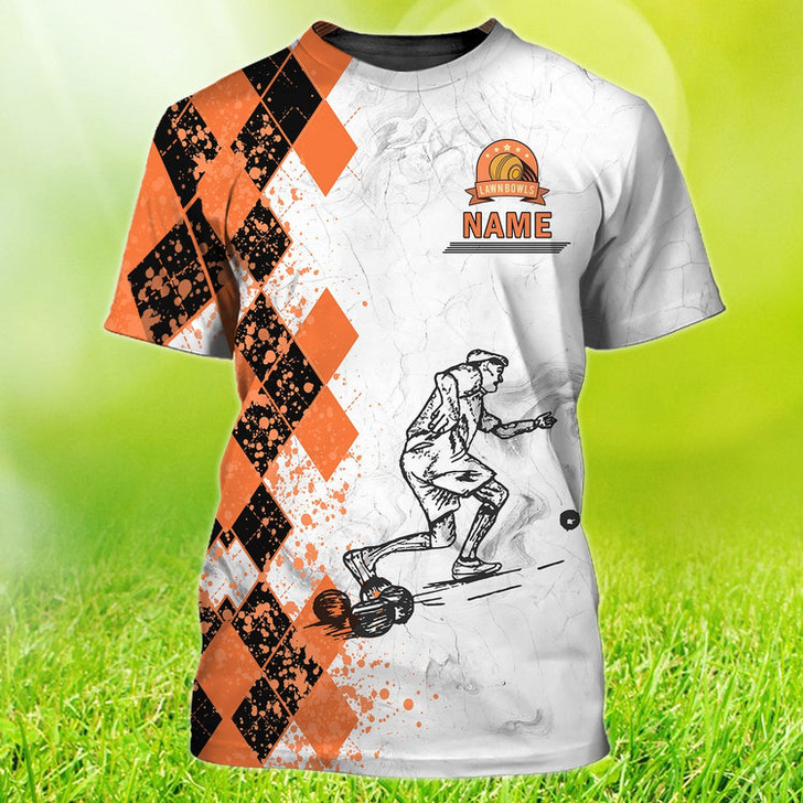FUNSTUFFPRINT Custom Old Man Plays Lawn Bowls T Shirt 3D T-shirt