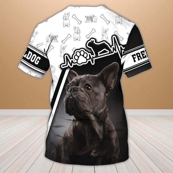 FUNSTUFFPRINT Personalized Name 3D T Shirt Printed With Dog Love French Bulldog 3D T-shirt