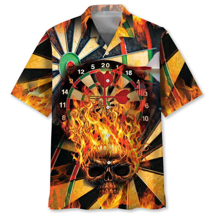 Darts Skull Hawaiian Shirt, Gift for dart lover