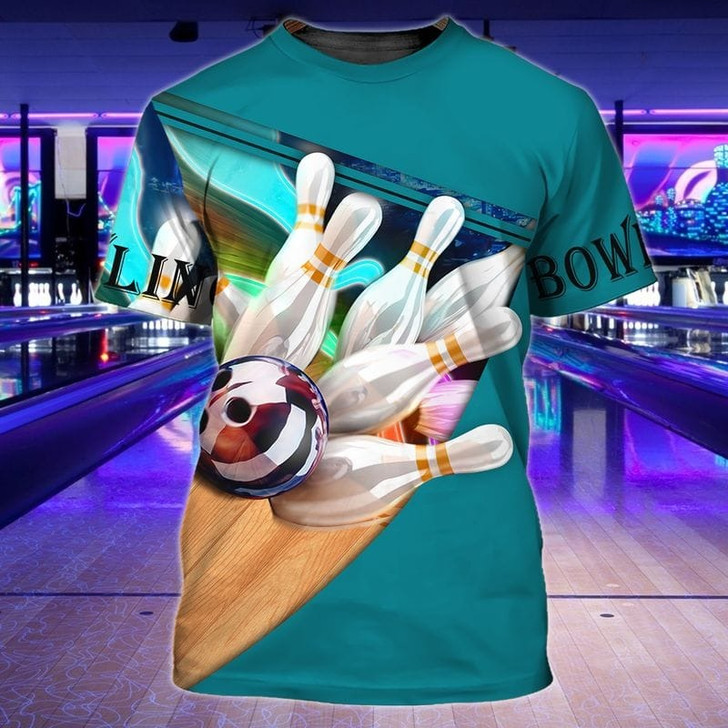 FUNSTUFFPRINT 3D All Over Printed Love Bowling T Shirt, Best Bowling Shirt Men Women 3D T-shirt