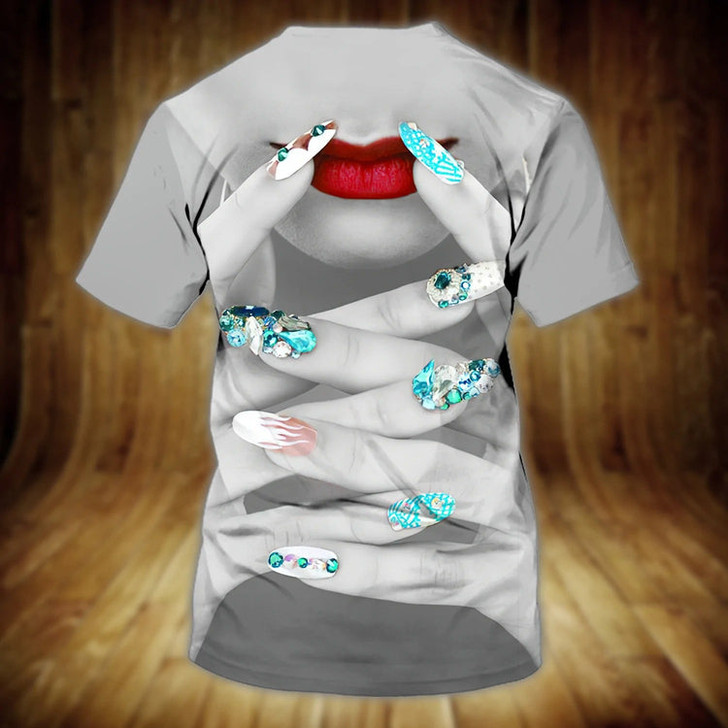 FUNSTUFFPRINT 3D All Over Printed Nail Shirt For Girl, Women Nails T Shirt, Nail Tad Technician Tshirt, Nail Tech Gifts 3D T-shirt