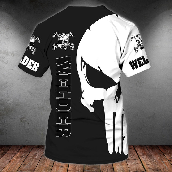FUNSTUFFPRINT Custom Skull Welder Shirt, Welding Shirt With Skulls Pattern 3D T-shirt