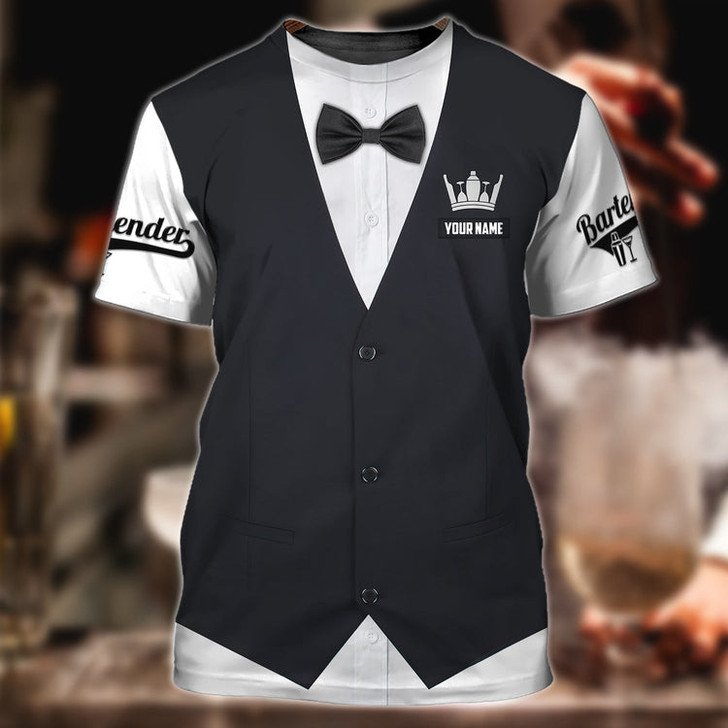 FUNSTUFFPRINT Personalized Bartender 3D T Shirts, All Over Printed Barista Shirts, Bartender Gift, Gift For A Barista 3D T-shirt