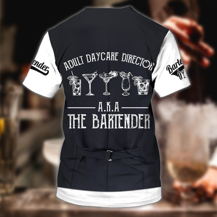 FUNSTUFFPRINT Personalized Bartender 3D T Shirts, All Over Printed Barista Shirts, Bartender Gift, Gift For A Barista 3D T-shirt