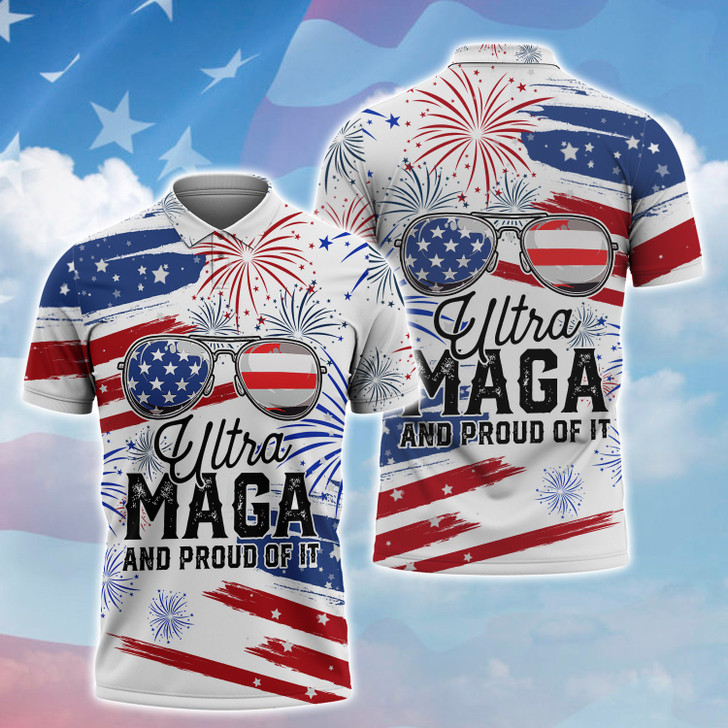 FUNSTUFFPRINT Ultra Maga And Proud Of It Polo Shirt Size S-5XL