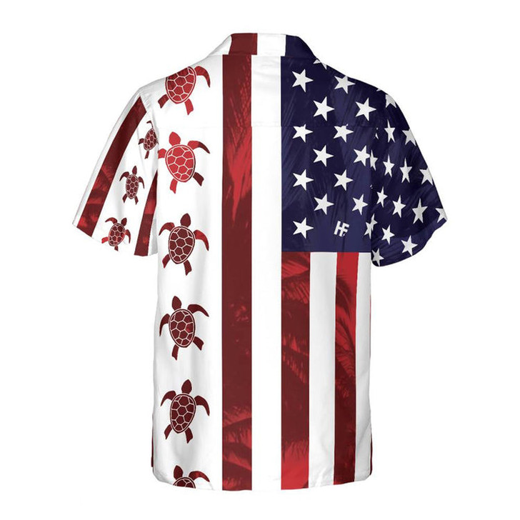 Turtle Flag American Hawaiian Shirt, 4th of july Hawaiian Shirt for men and women