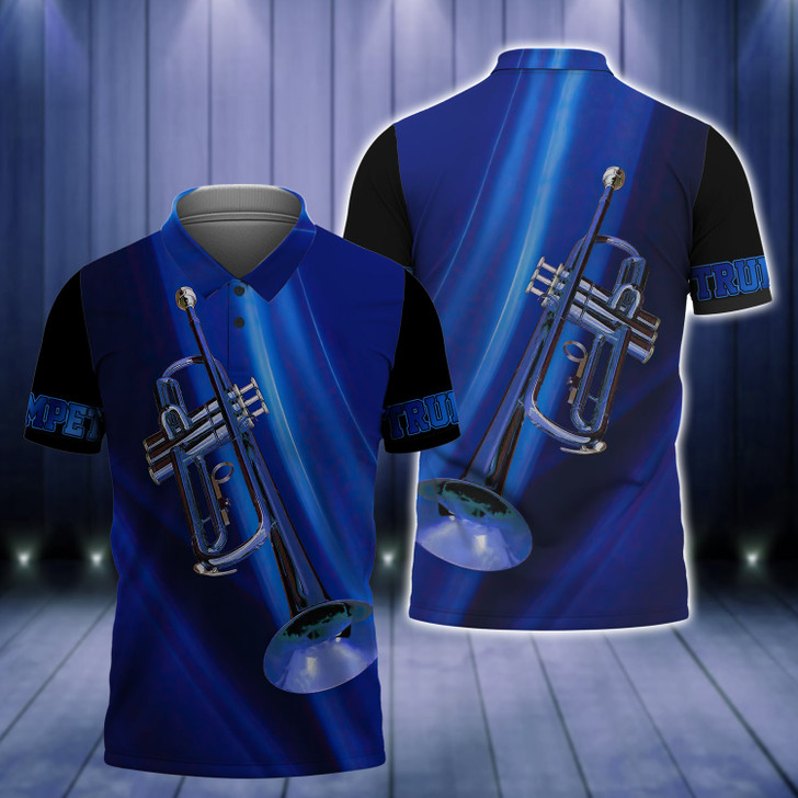 FUNSTUFFPRINT Trumpet   3D All Over Print Polo Shirt Size S-5XL