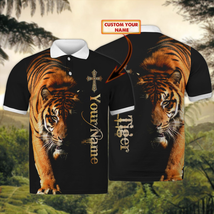 FUNSTUFFPRINT Tiger Soul - Personalized Name 3D Polo Shirt
