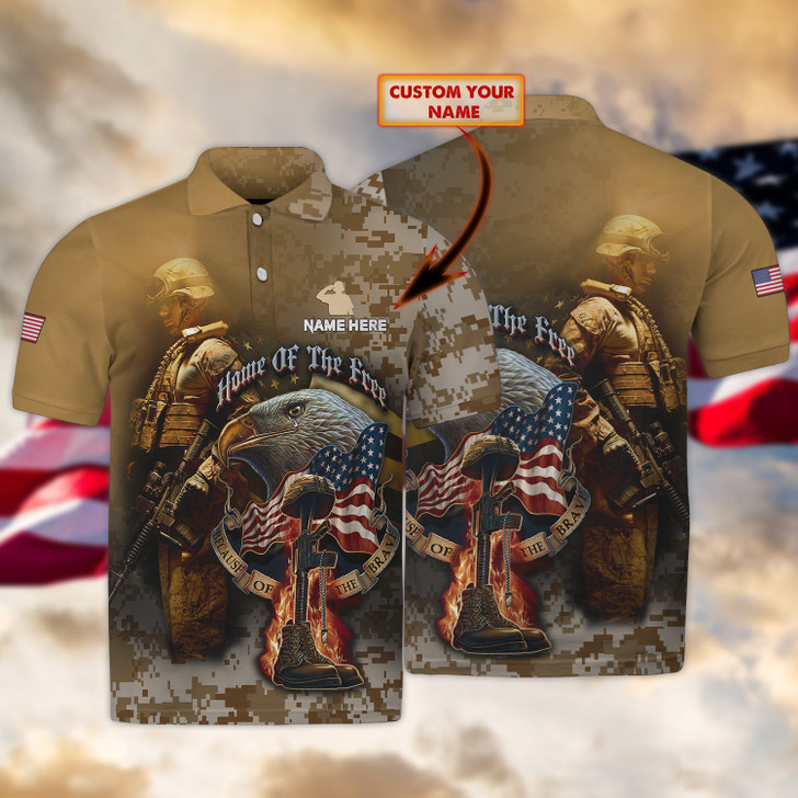 FUNSTUFFPRINT Personalized Name-Veteran-3D Polo Shirt
