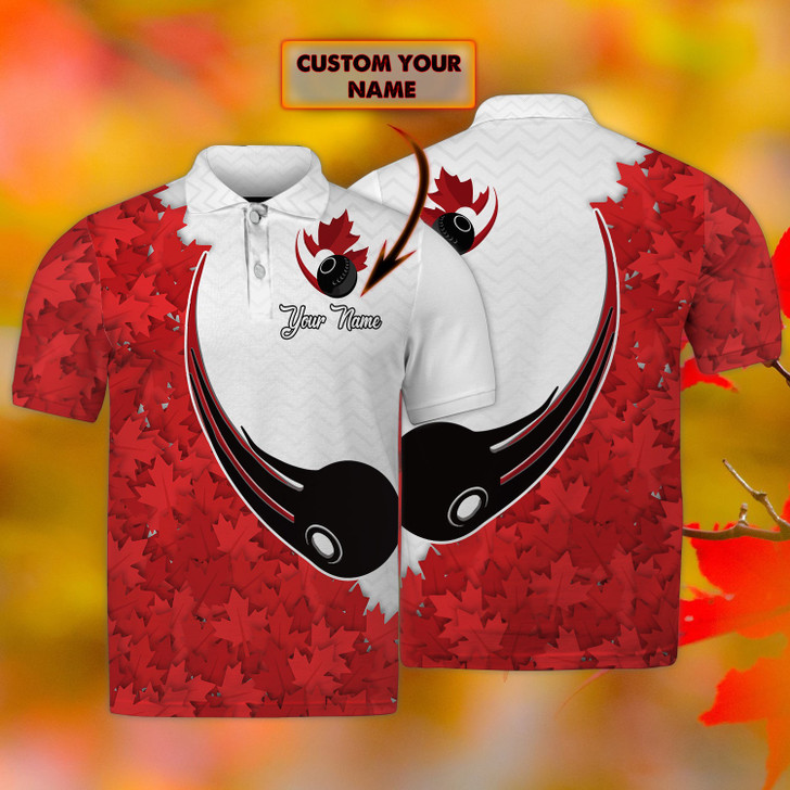 FUNSTUFFPRINT Lawn Bowls Canada - Personalized Name 3D Polo Shirt