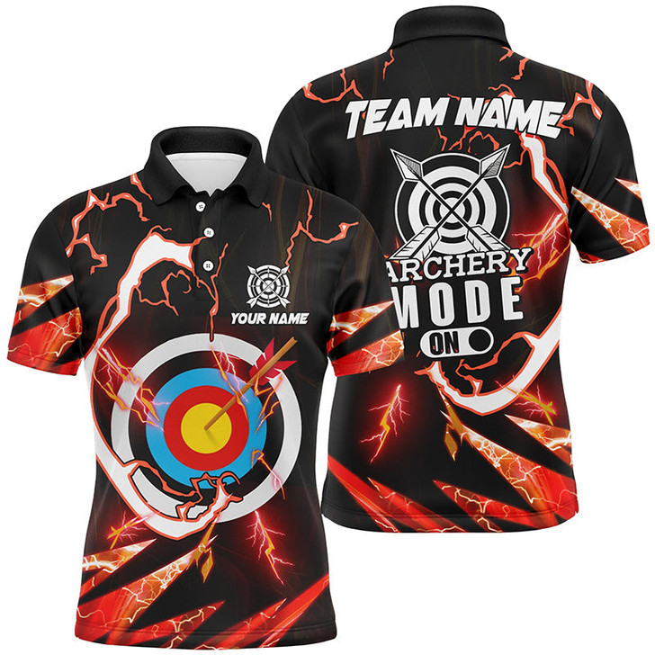 FUNSTUFFPRINT Personalized Red Thunder Archery Mode On Men  Polo Shirt Size S-5XL