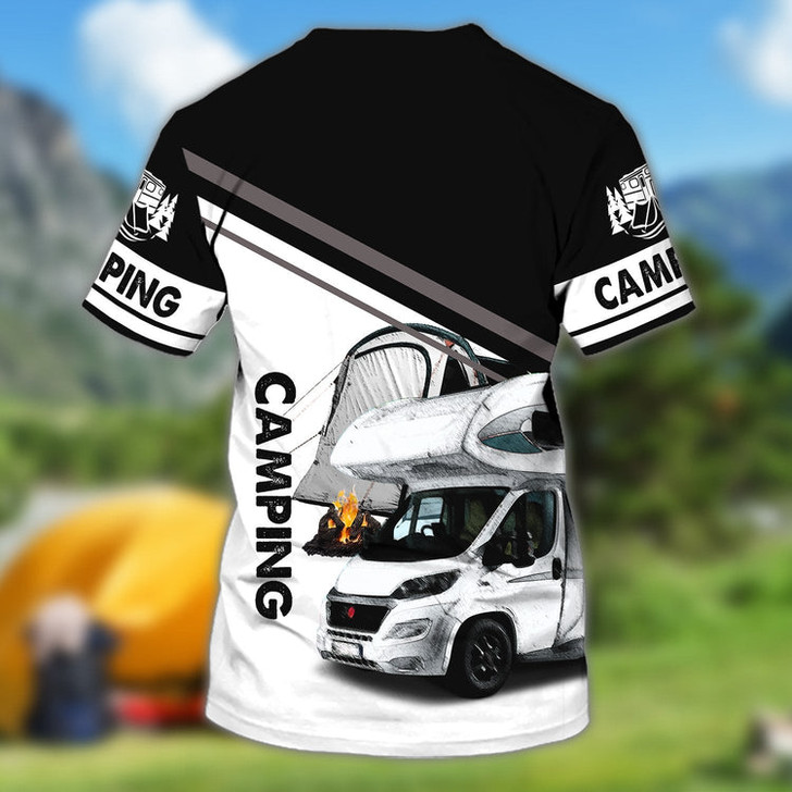 FUNSTUFFPRINT Personalized Mens Camping Shirt, 3D All Over Print Women Shirt Camping, Camping Shirts 3D T-shirt