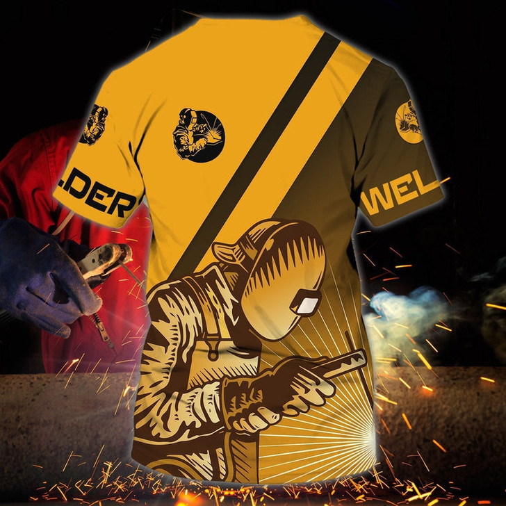 FUNSTUFFPRINT Customized With Name 3D All Over Print Welder Shirt, Men Welder Shirts, Welder Dad Present 3D T-shirt
