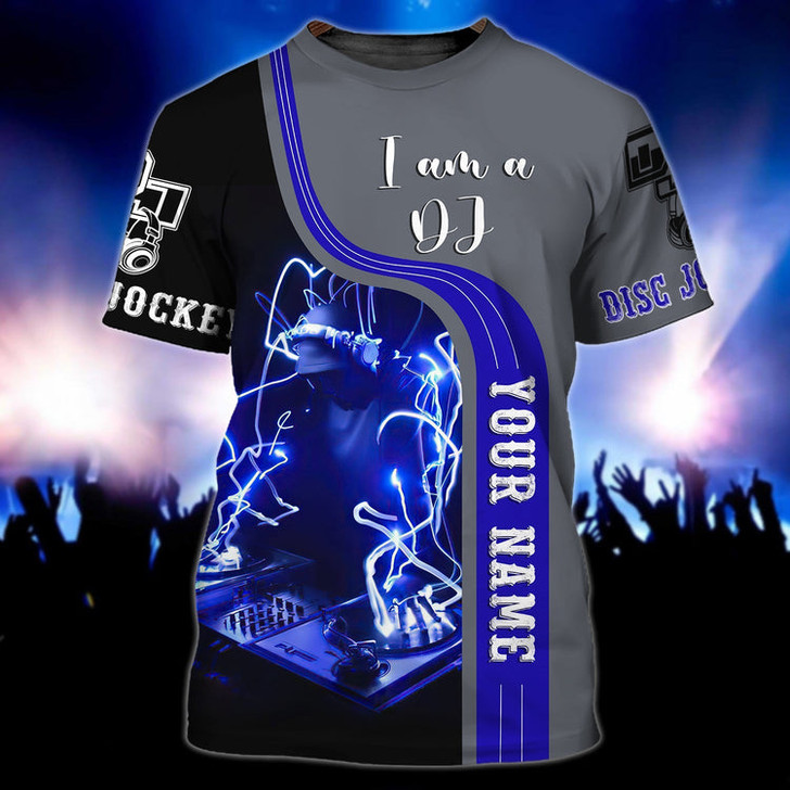 FUNSTUFFPRINT Personalized I Am A Disc Jockey T Shirt, 3D All Over Printed Dj Shirt, Night Club Bar Dj Shirt 3D T-shirt