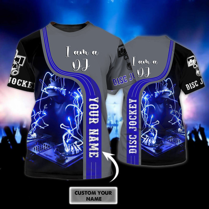 FUNSTUFFPRINT Personalized I Am A Disc Jockey T Shirt, 3D All Over Printed Dj Shirt, Night Club Bar Dj Shirt 3D T-shirt