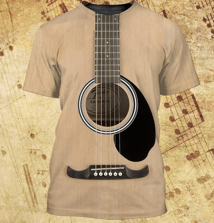 FUNSTUFFPRINT 3D Full Printed Bright Colorful Guitar Shirt, Guitar Lover Shirts, Love Guitar Gifts 3D T-shirt
