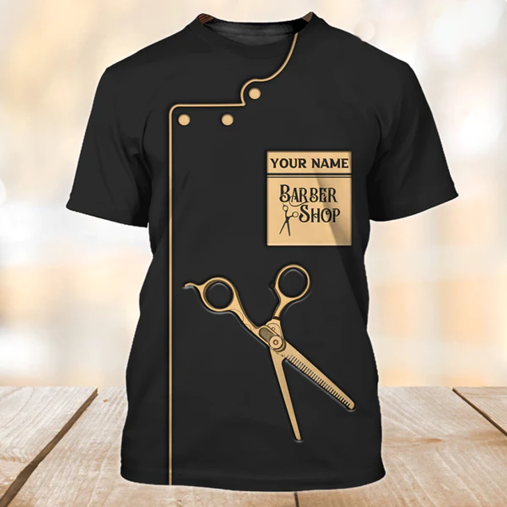FUNSTUFFPRINT Personalized Barber Shirt, Custom 3D Tshirt For Barber Man, Unisex 3D All Over Printed Shirt For New Barber Shop 3D T-shirt