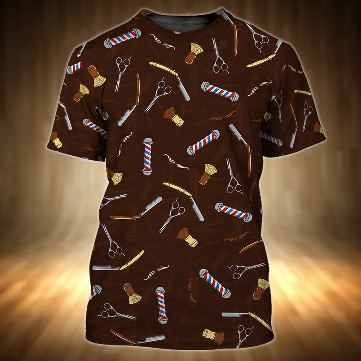 FUNSTUFFPRINT 3D All Over Print Cool Barber Shop T Shirts, Unisex Barber Shirt, Tshirt For A Barber, New Barber Gifts 3D T-shirt