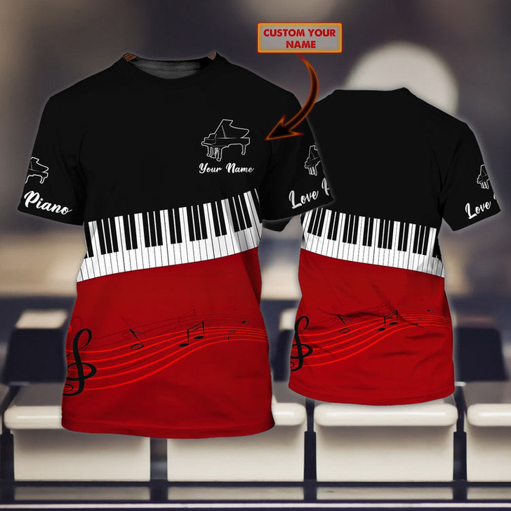 FUNSTUFFPRINT Customized Cool Piano Tshirt For Men And Women, 3D Shirt For My Pianist Husband, Piano Shirt For Him Her 3D T-shirt