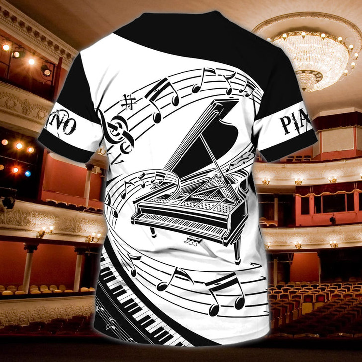 FUNSTUFFPRINT Customized 3D All Over Print Tshirt For Pianist, Present To Piano Lovers, Piano Shirt For Him, Her 3D T-shirt