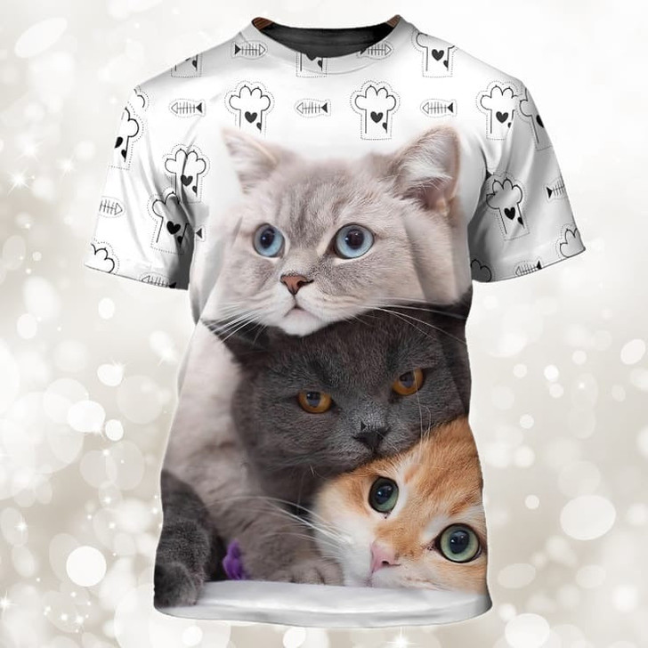 FUNSTUFFPRINT 3D Full Printed Cat On Tshirt, Cat Shirt, Shirt For Cat Lovers 3D T-shirt