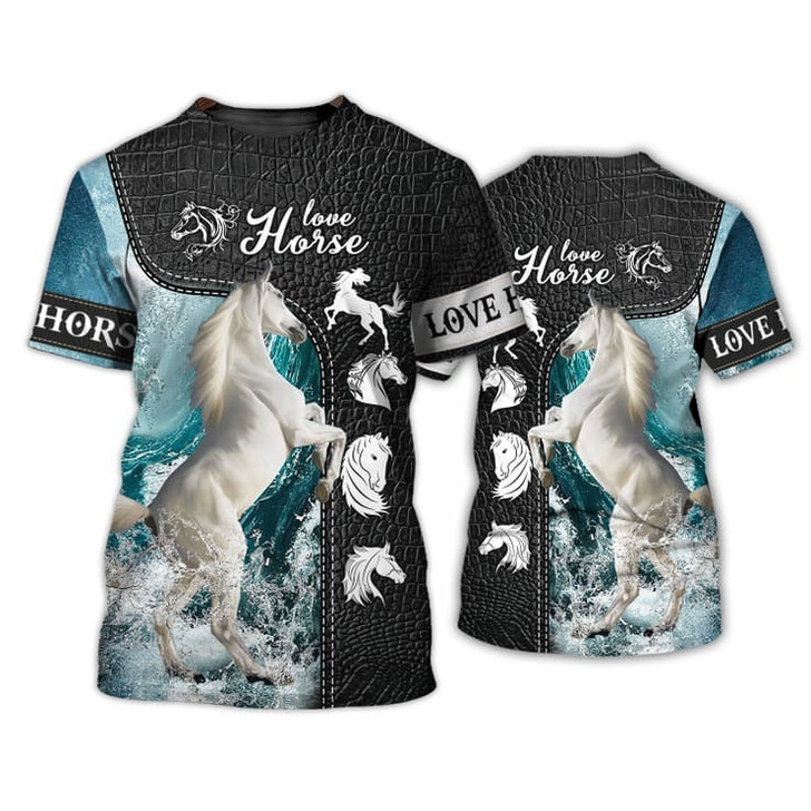 FUNSTUFFPRINT 3D Full Print Love Horse Tshirt, Cool Tshirt For Horse Lovers, Horse Shirt, Horse Gift 3D T-shirt
