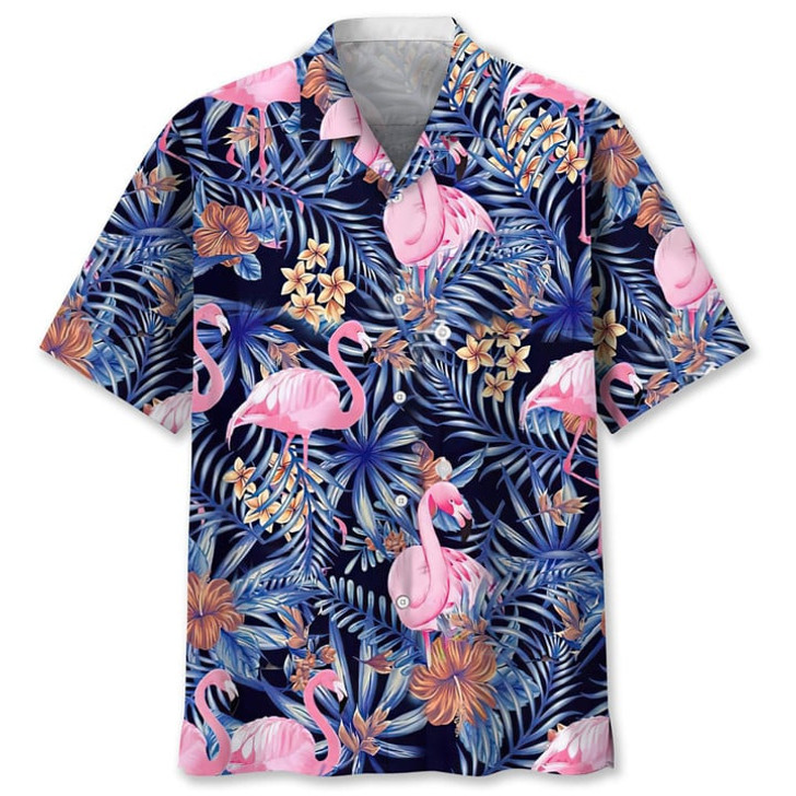 Flamingo Tropical Hawaiian Shirt, Short Sleeve Summer Vacation Beach Shirts for men