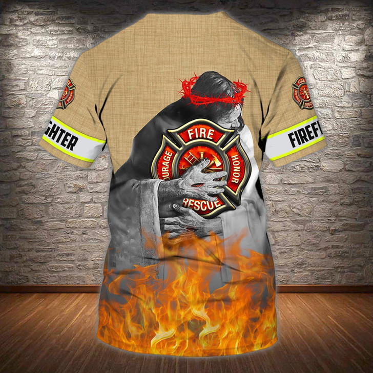 FUNSTUFFPRINT Personalized 3D T Shirt For Fire Man, Sublimation Firefighter Shirts, Birthday Gift To Firefighters 3D T-shirt