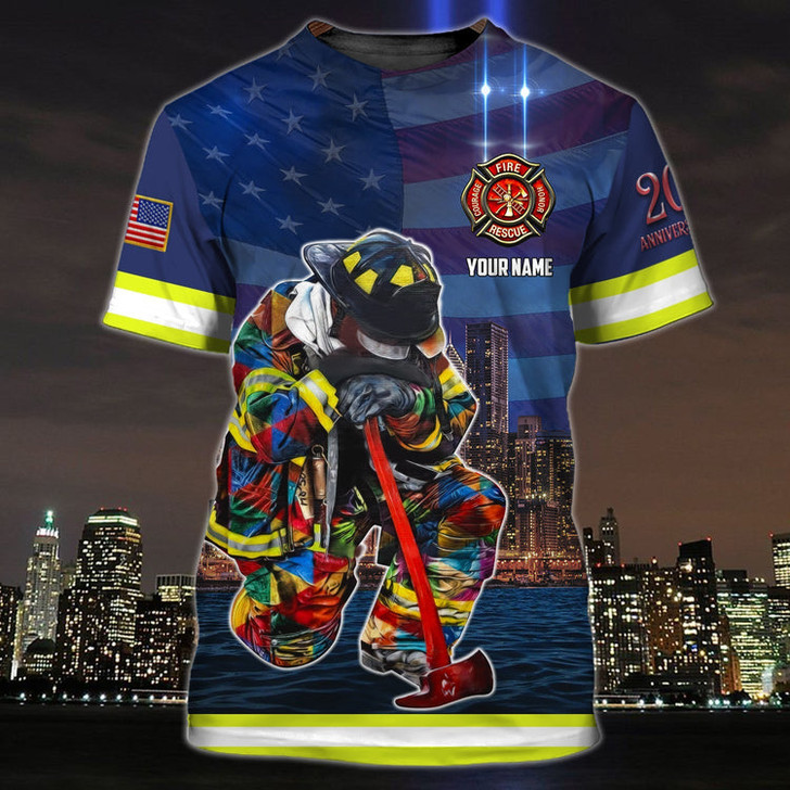 FUNSTUFFPRINT Personalized Name 3D Tshirt 9 11Never Forget Firefighter 3D Shirt, All Gave Some Some Gave All 3D T-shirt