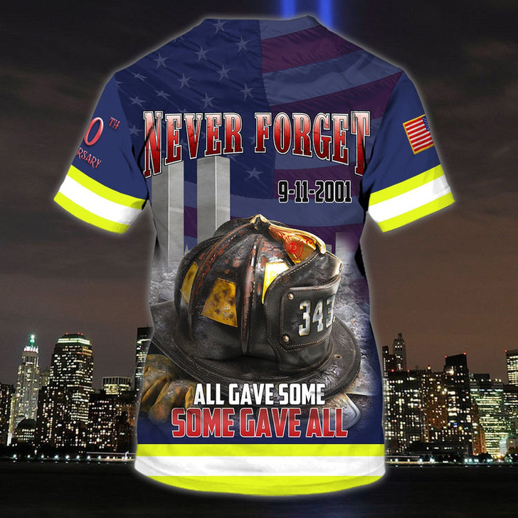 FUNSTUFFPRINT Personalized Name 3D Tshirt 9 11Never Forget Firefighter 3D Shirt, All Gave Some Some Gave All 3D T-shirt