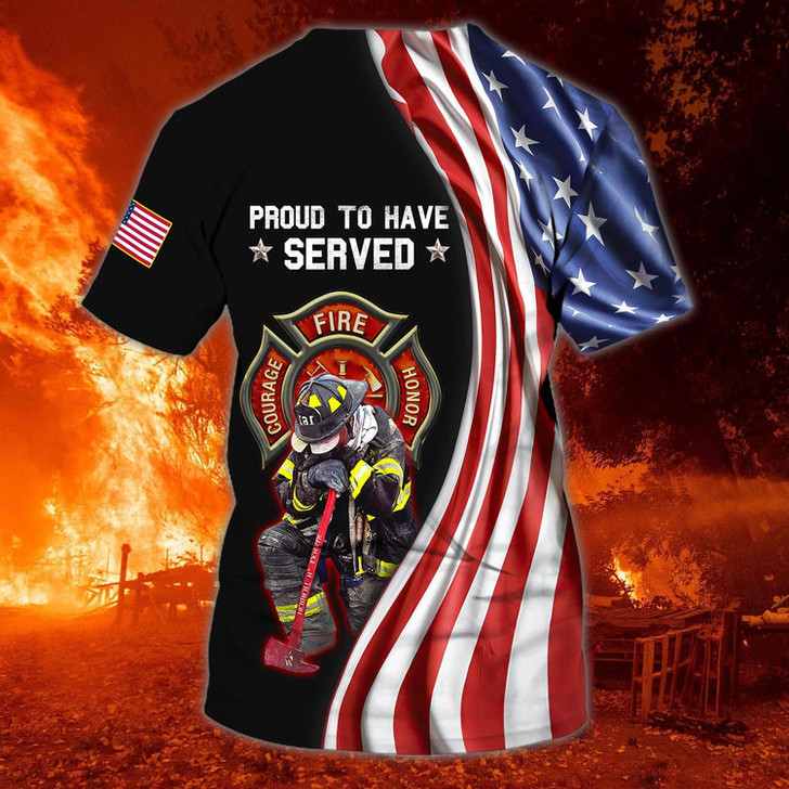 FUNSTUFFPRINT Personalized Firefighter Job Shirts, Proud To Have Save American Firefighter 3D T-shirt