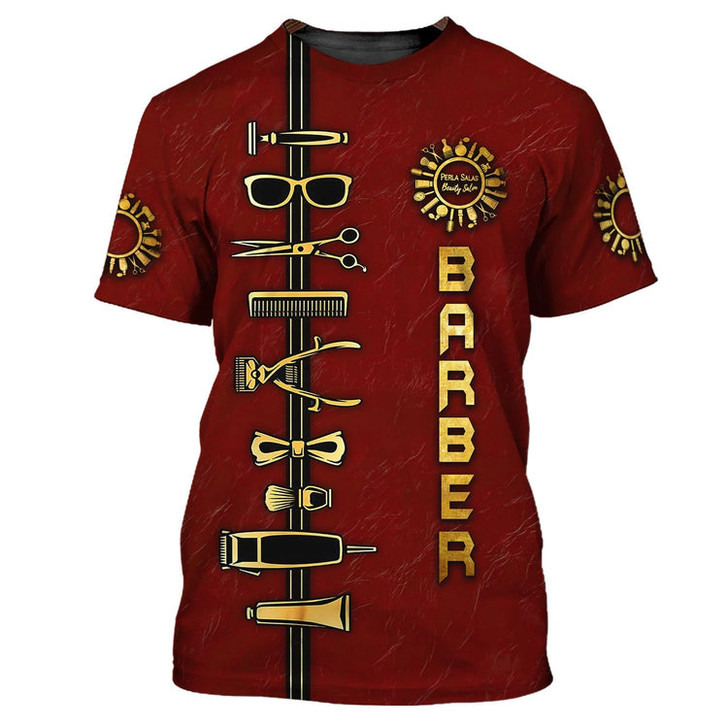 FUNSTUFFPRINT Personalized 3D Tshirt For Baber, Beauty Salon Barber Shirts, Best Gift For A Baber Man, Barber Shirt For Him 3D T-shirt