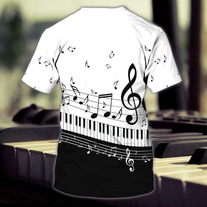 FUNSTUFFPRINT Personalized White 3D Shirt With Piano, Sublimation Shirt For Piano Lover 3D T-shirt