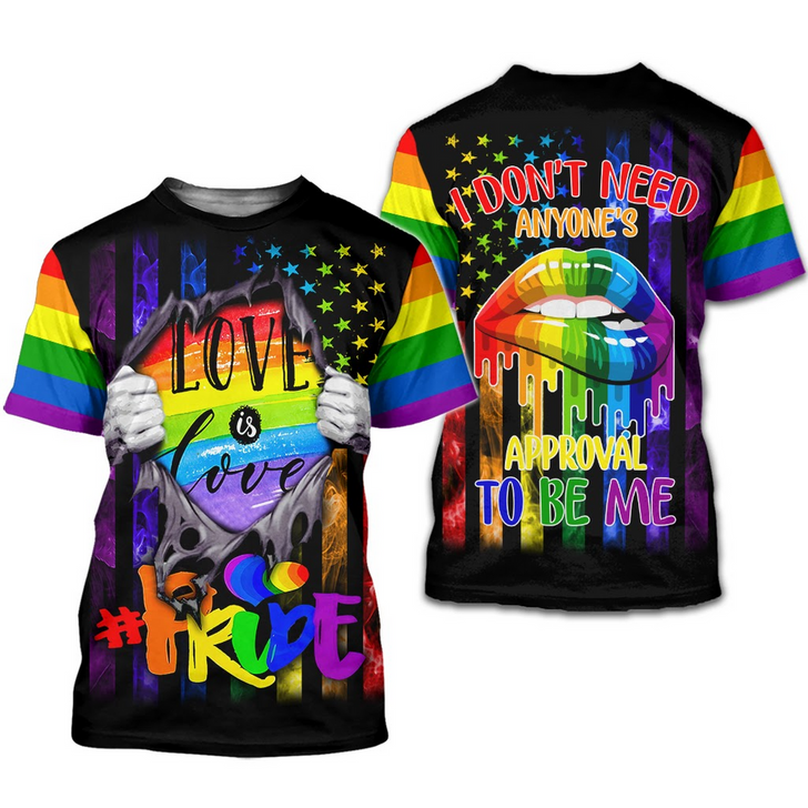 FUNSTUFFPRINT LGBTQ Pride 3D Shirt All Over Printed For Man And Women, Pride Love Is Love 3D T-shirt
