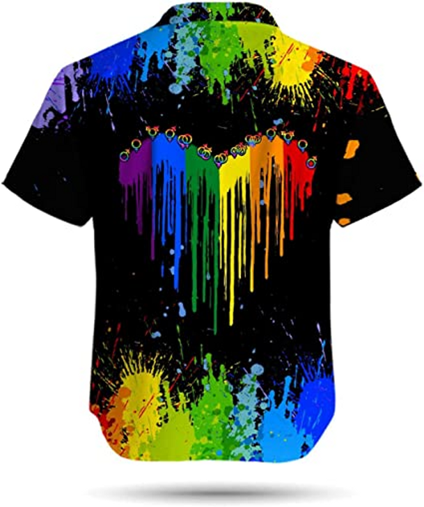 Custom LGBT Custom Name Aloha Hawaiian Shirts For Summer, Personalized Hand Rainbow Paint Colorful LGBT Hawaiian Shirts