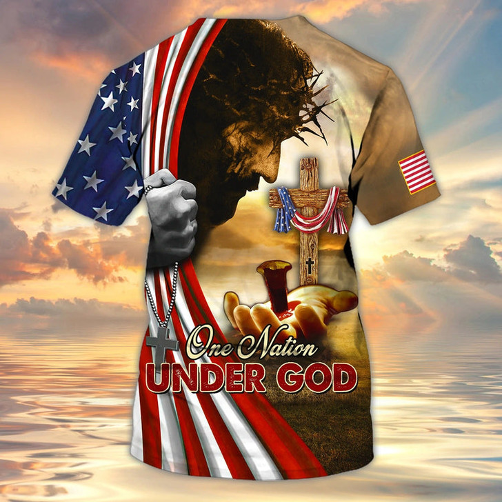 FUNSTUFFPRINT One Nation Under God Christian 3D Full Printed Shirts, Independence Day Hoodie 3D Tee Shirt, Patriotice 3D Tshirts 3D T-shirt