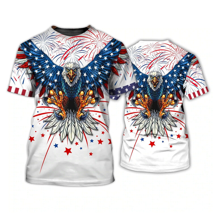 FUNSTUFFPRINT Independence Day Is Coming Ealge 3D All Over Printed T Shirt 3D Bomber Hoodie For 4Th July Pride American 3D T-shirt