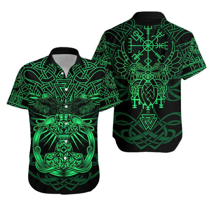 Viking Mjolnir Hawaiian Shirt- Short Sleeve Hawaiian Shirt - Viking Gifts For Him