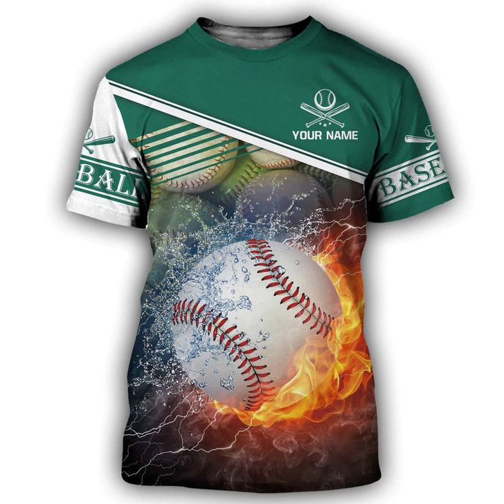 FUNSTUFFPRINT Customized 3D All Over Printed Baseball Shirt Fire Ball Pattern, Baseball Hoodie, To My Son Baseball Player 3D T-shirt