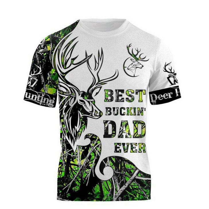 FUNSTUFFPRINT Best Buckin’ Dad Ever Deer Hunting 3D All Over Printed Shirts Sweater Hoodie Tanktop For Dad 3D T-shirt