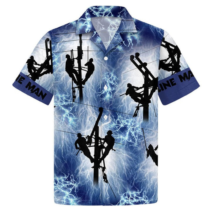 Lineman Red Thunder Storm Hawaiian Shirt, Aloha Hawaiian Shirt
